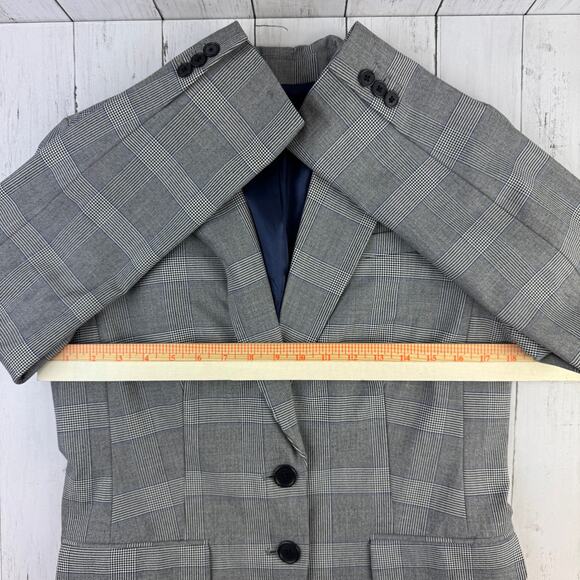J.Crew Grey Glen Plaid Single-Breasted Harriet Belted Blazer Jacket AC384 Size 8 - Picture 12 of 16